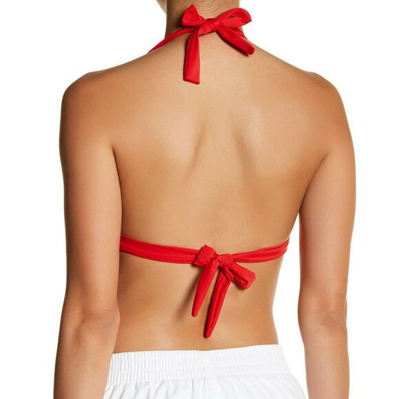 TOMMY HILFIGER striped halter triangle swim bikini top in racing red Size XS NEW - Picture 3 of 6